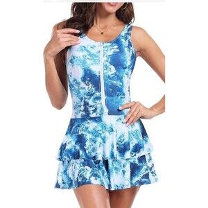 UNIQUEBELLA Swimsuit Size {Med) One Piece/ Tummy Control/Zip Front Tennis Golf
